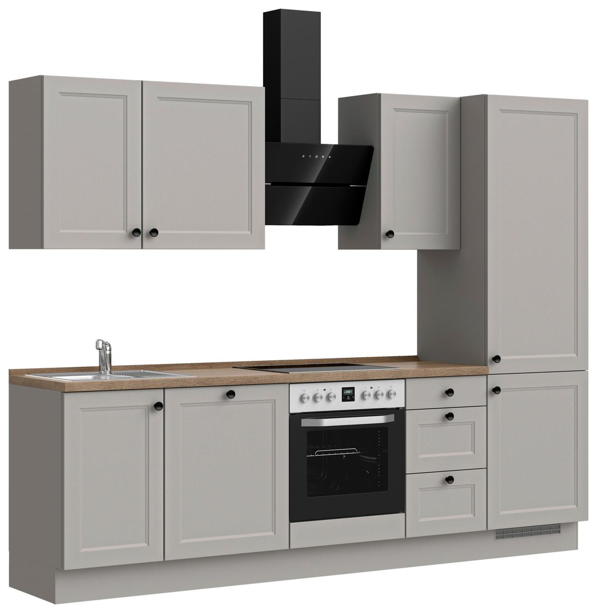 Kuchyňská linka 270 cm, kamenná sivá supermatná - šedá/černá, Moderní, kov/kompozitní dřevo (270cm) - Nobilia