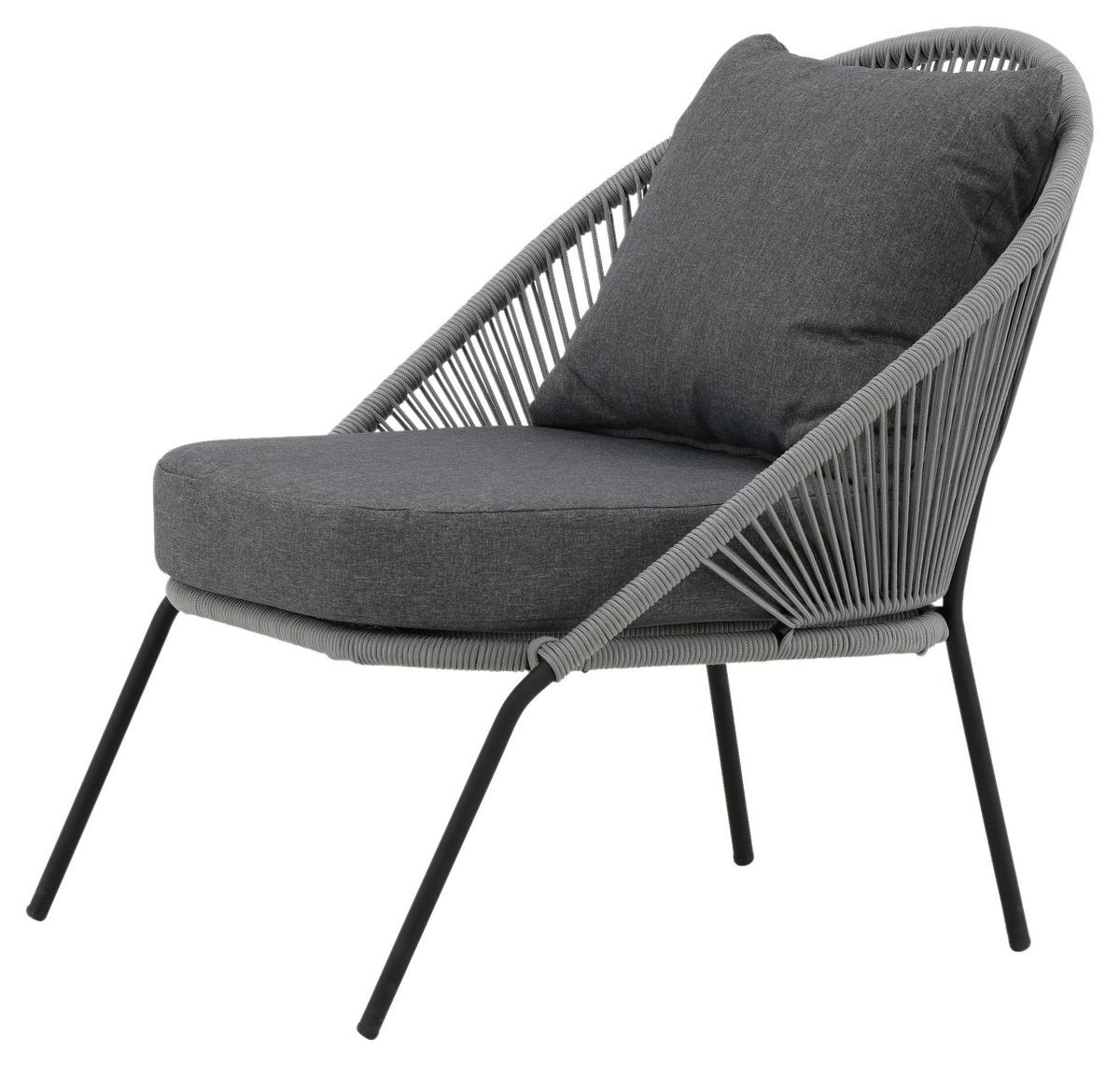 Loungesessel Lindos - Schwarz/Grau, KONVENTIONELL, Kunststoff/Metall (73/78/85cm) - Gardenson