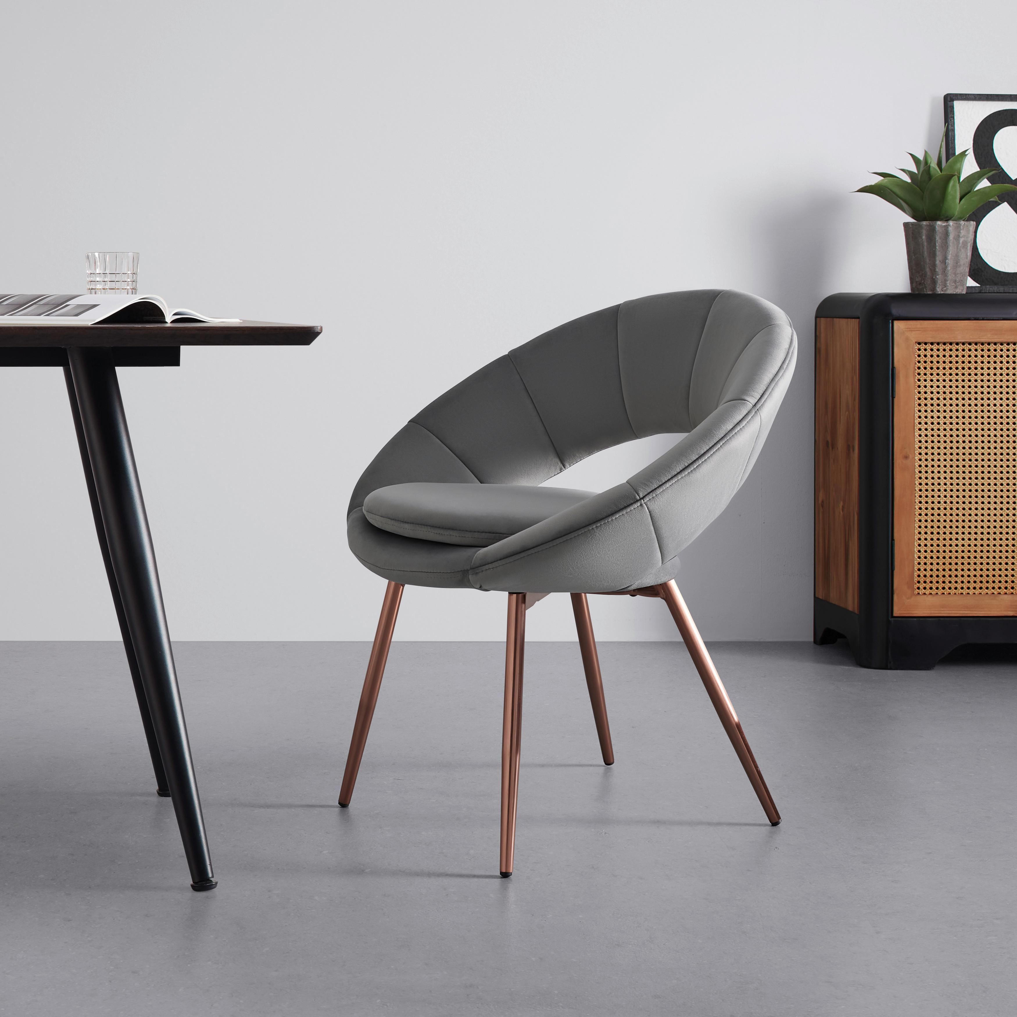 Stolička zo zamatu Levi sivá - sivá, Modern, kov/drevo (67/74/60.5cm) - Bessagi Home
