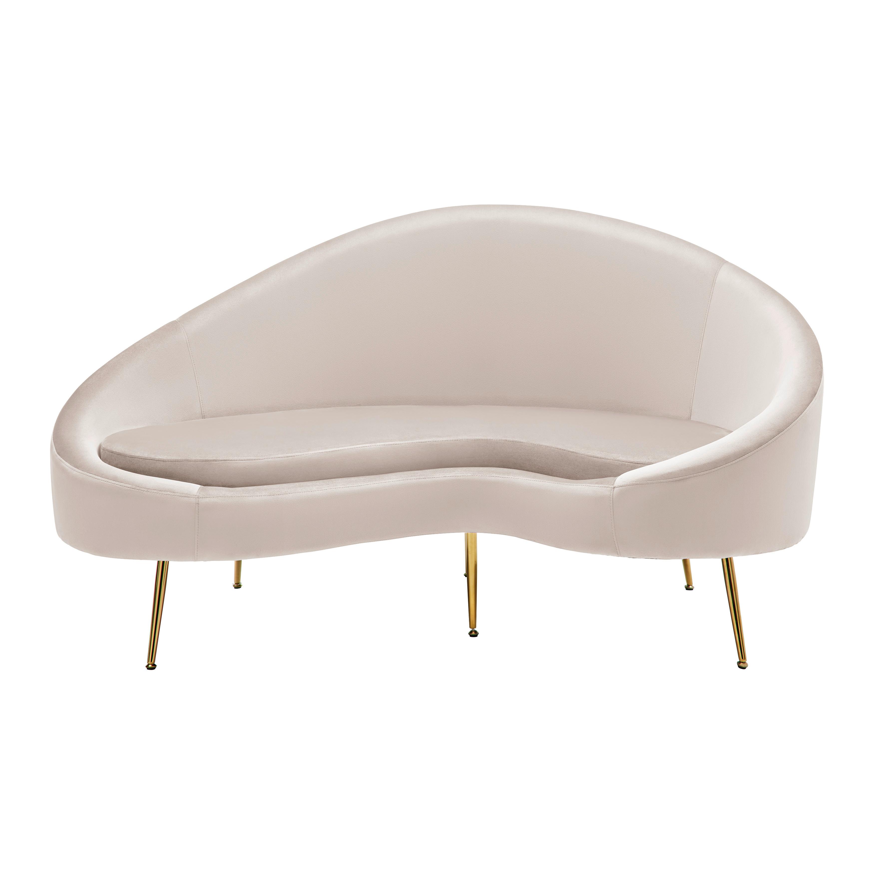 Dvoumístná pohovka LOU, světle šedý / šedobéžový samet - světle šedá/šedobéžová, Moderní, kov/textil (172/93/89cm) - Bessagi Home