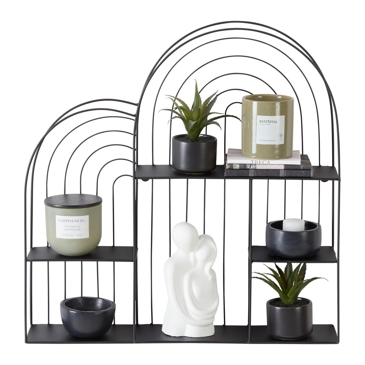 Nástenný regál čierna - čierna, Modern, kov (54/55/11cm) - Mömax