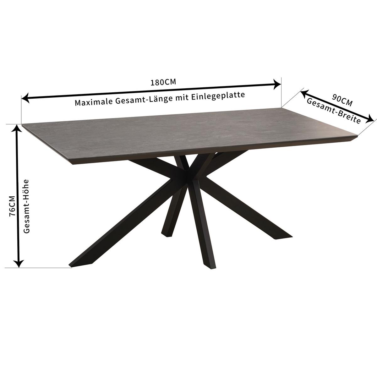 Esstisch Steve 1 180x90 Cm Schwarz - Schwarz, MODERN, Keramik/Holzwerkstoff (180/76/90cm)