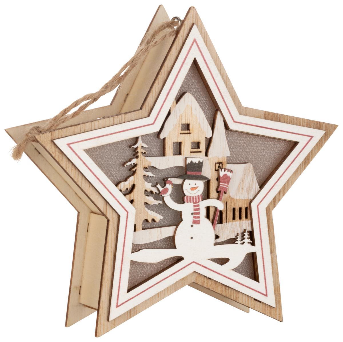LED-Dekoleuchte Star - Rot/Schwarz, MODERN, Holz/Kunststoff (13,5/12,5/3,5cm) - James Wood