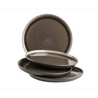 Tellerset Niara Steinzeug 4--Teilig. Rund D: 21,5 cm - Schwarz/Braun, Basics, Keramik - Mäser