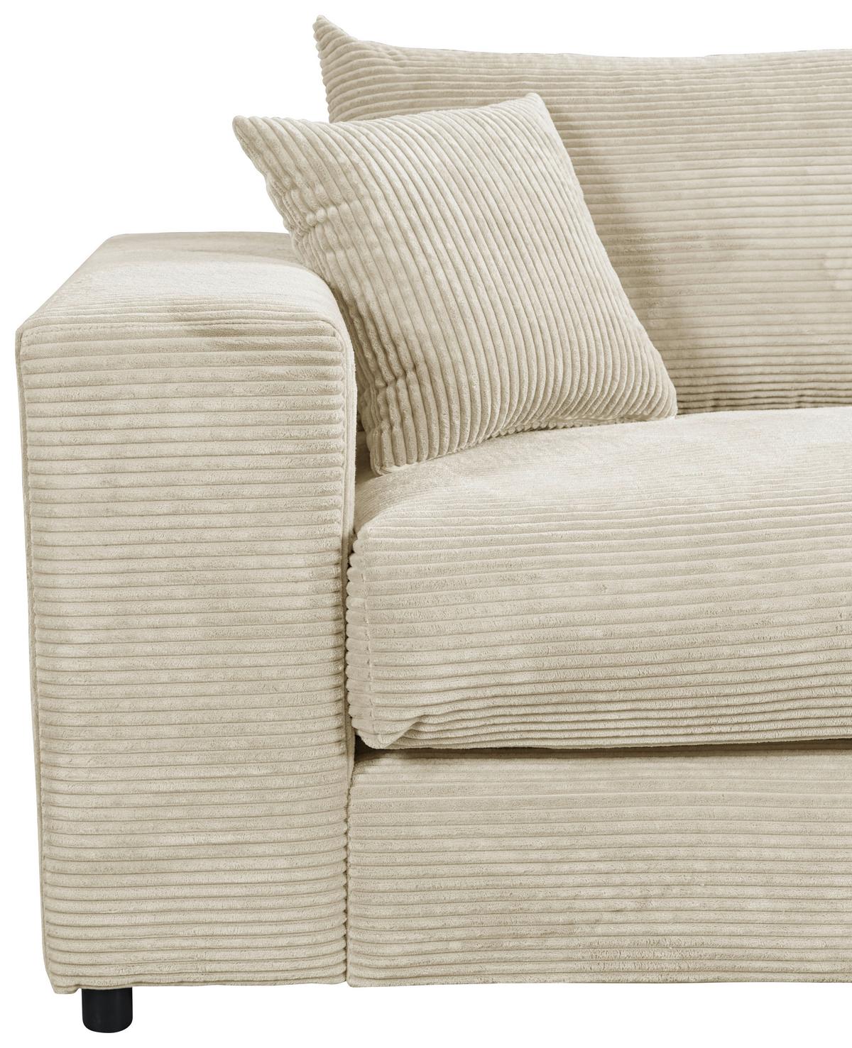 Ecksofa Funny S Rechts Creme mit Hocker S: 265x180 cm - Creme/Schwarz, Basics, Textil (265/180cm) - Livetastic