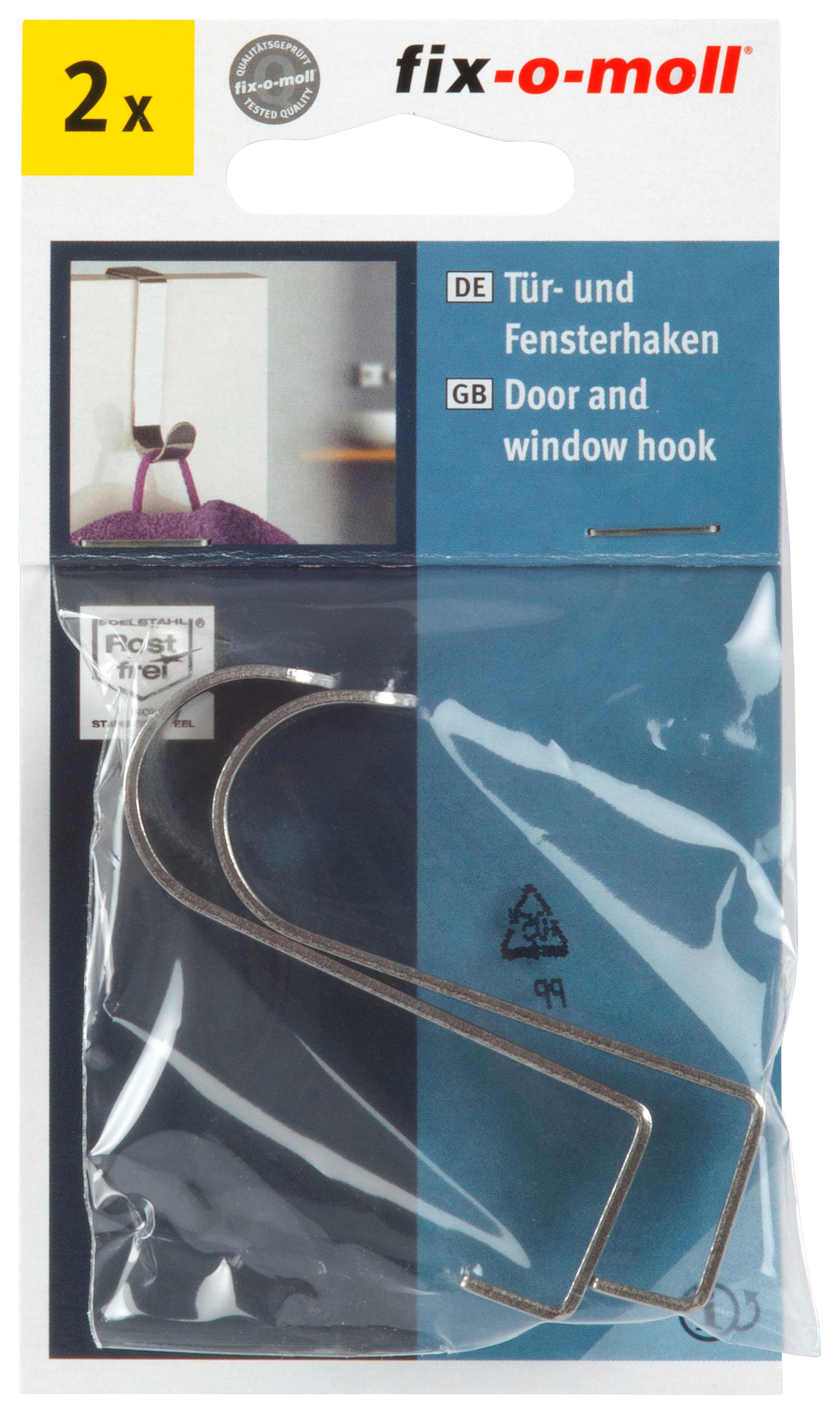 Ajtó- És Ablakakasztó 2db - nemesacélszínű, fém (1,1/6/2,3cm) - Suki