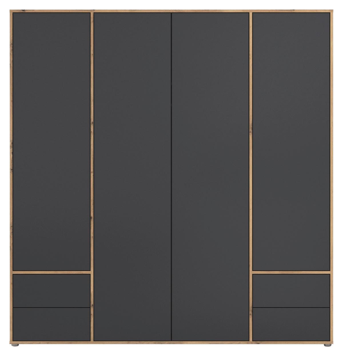 Drehtürenschrank Nabila Grau Eiche Artisan Deko - Eiche Artisan/Grau, MODERN, Holzwerkstoff (187/194/53cm) - Rauch Möbel