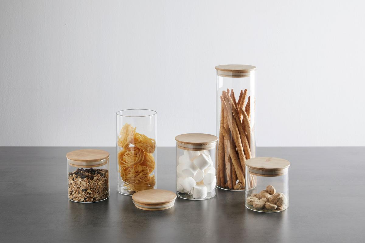 Dóza na potraviny Hedvig, Ø/V: 10/13,5cm - přírodní barvy, dřevo/sklo (10/13,5cm) - Zandiara