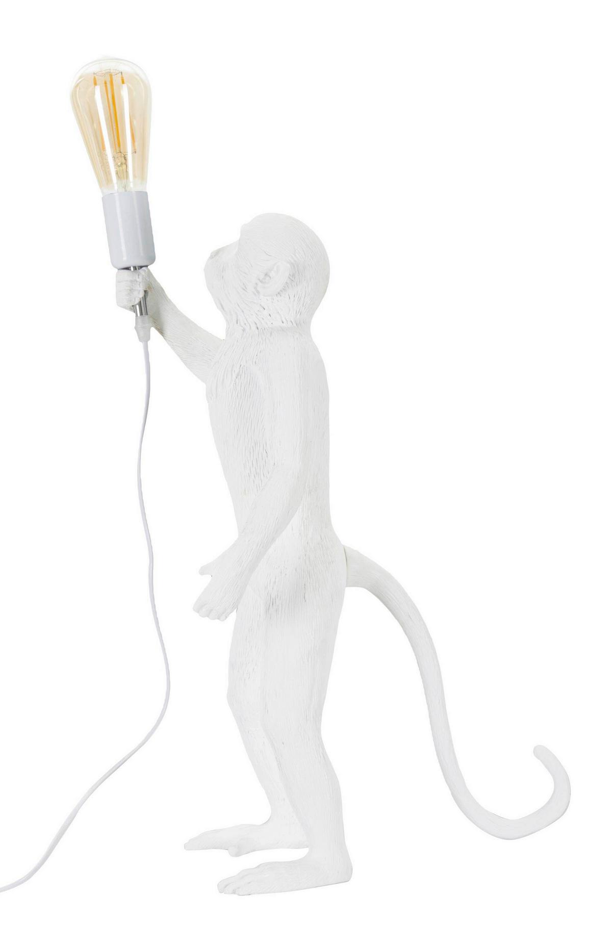 Tischleuchte Monkey White Weiß B: 20 cm - Weiß, Basics, Kunststoff (20/64/20cm)