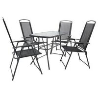 Záhradná zostava, 5- dielna, stôl 110x70 - antracitová, Basics, kov/textil - Gardenson