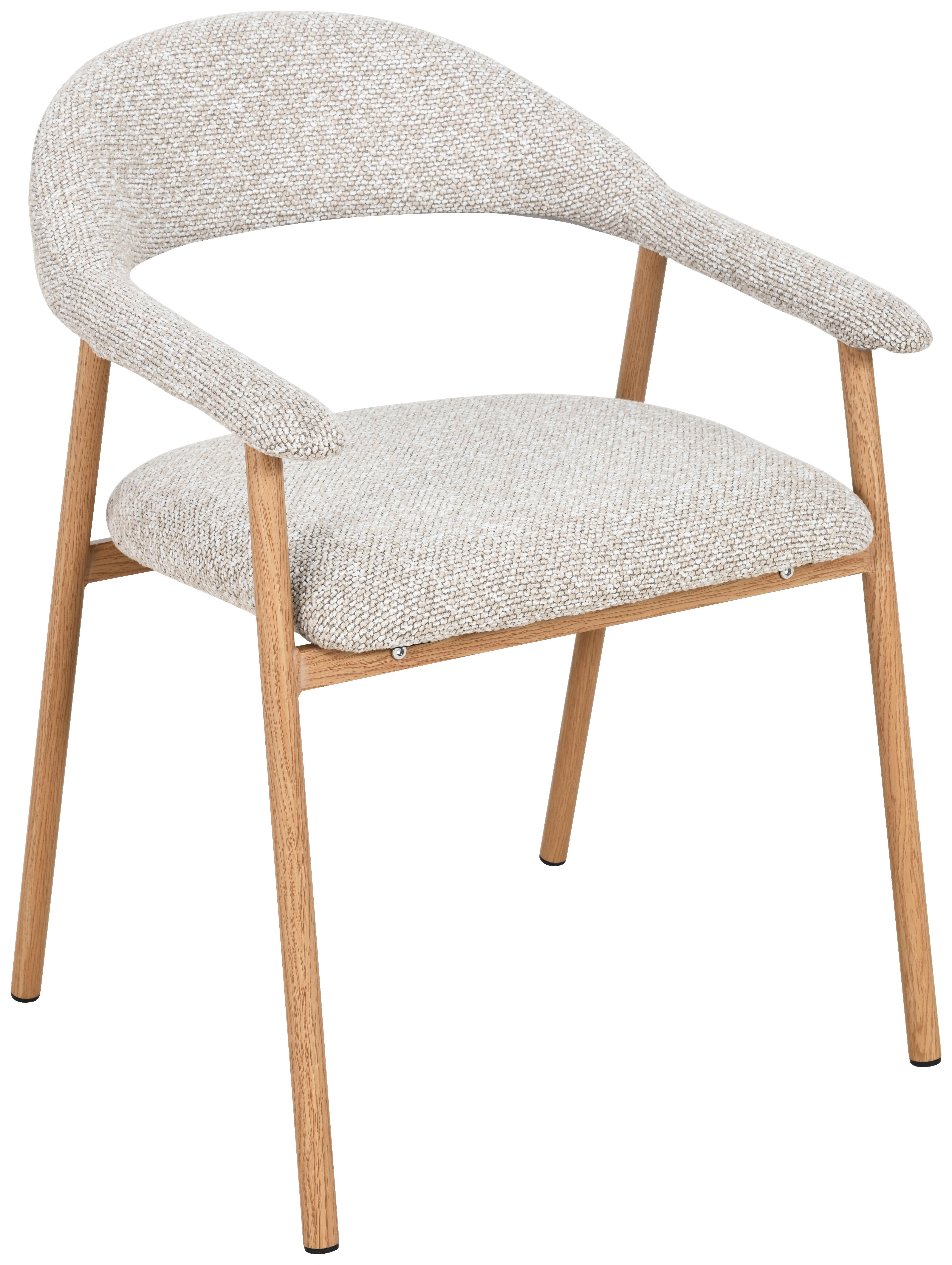 Armlehnstuhl Linea Beige/Eichefarben B: 59 cm - Eichefarben/Beige, Basics, Holz/Textil (59/75/62cm) - Livetastic