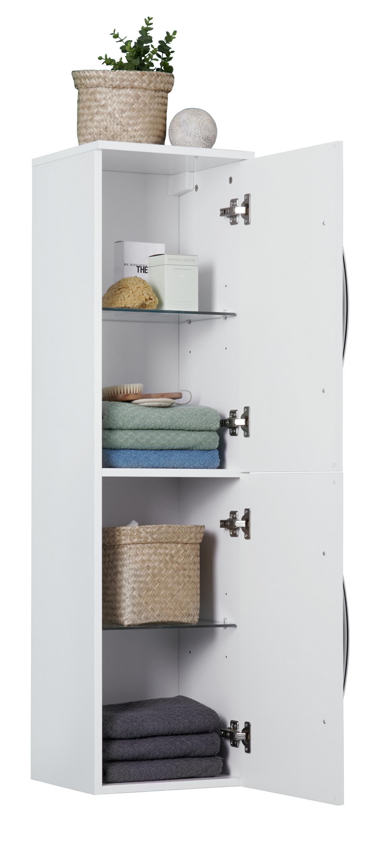 Midischrank Inn B: 35 cm Weiß - Weiß, MODERN, Glas/Holzwerkstoff (35/128/32cm)