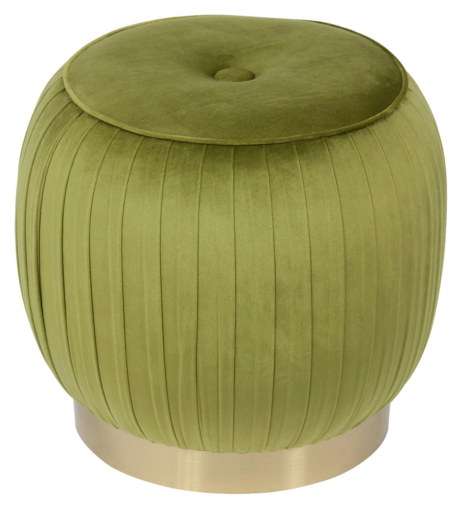 Hocker Lilje 100 - Goldfarben/Grün, Design, Textil (43/42cm) - Kayoom
