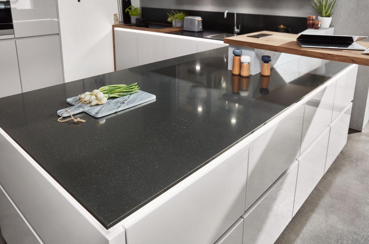 Einbauküche Luxor Frei Planbar Modern, grifflos - Schwarz/Grau, MODERN, Holzwerkstoff - Vertico