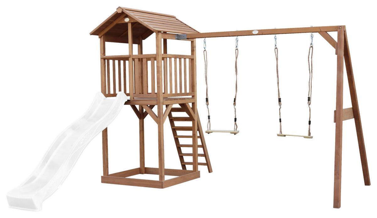 Spielturm A025.122.90 - Braun/Weiß, KONVENTIONELL, Holz/Kunststoff (356,6/241,9/349cm) - Ambia Garden