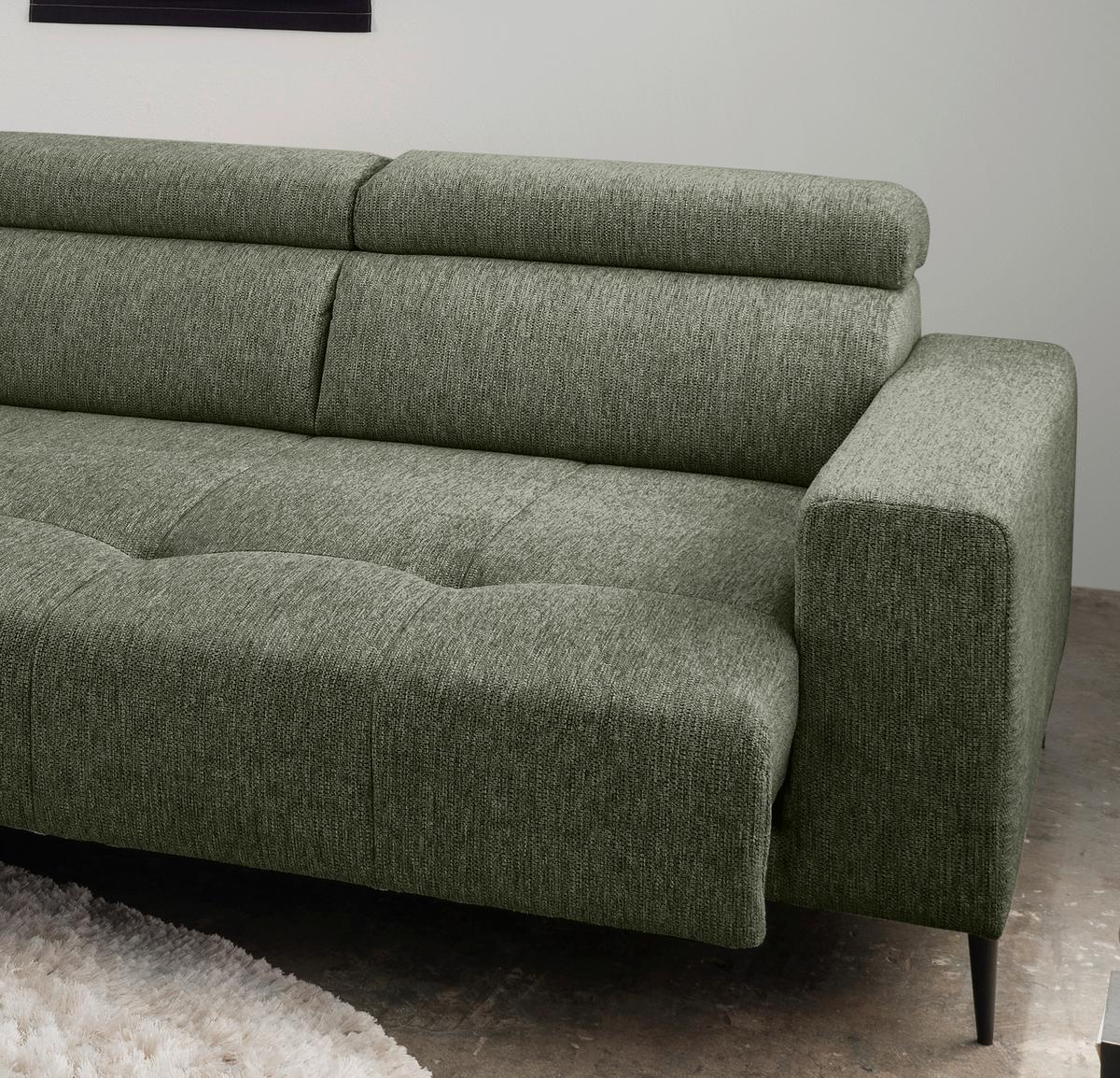 Ecksofa Intera Dunkelgrün S: 188x276 Cm - Dunkelgrün/Schwarz, KONVENTIONELL, Textil (188/276cm) - Livetastic