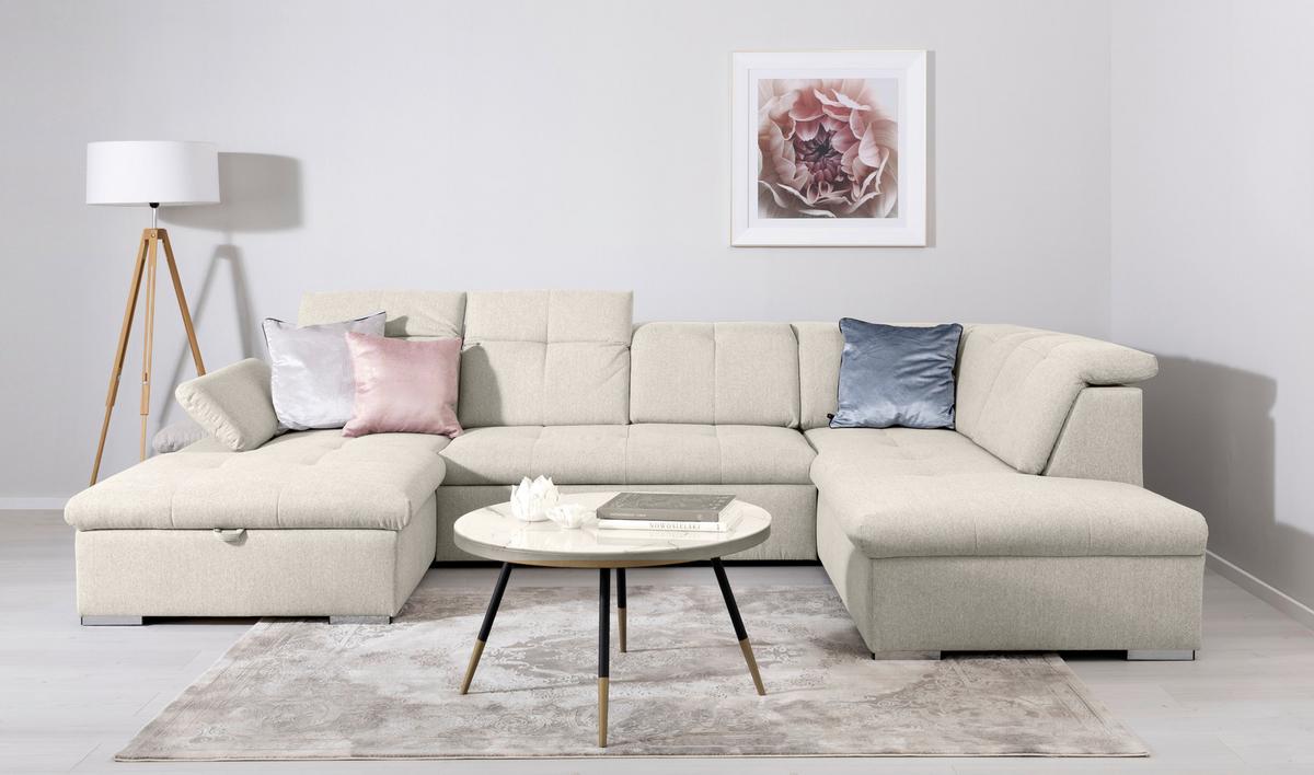 Wohnlandschaft Ramzes Beige U: 173x328x215 cm - Beige/Grau, Design, Textil (173/328/215cm) - MID.YOU