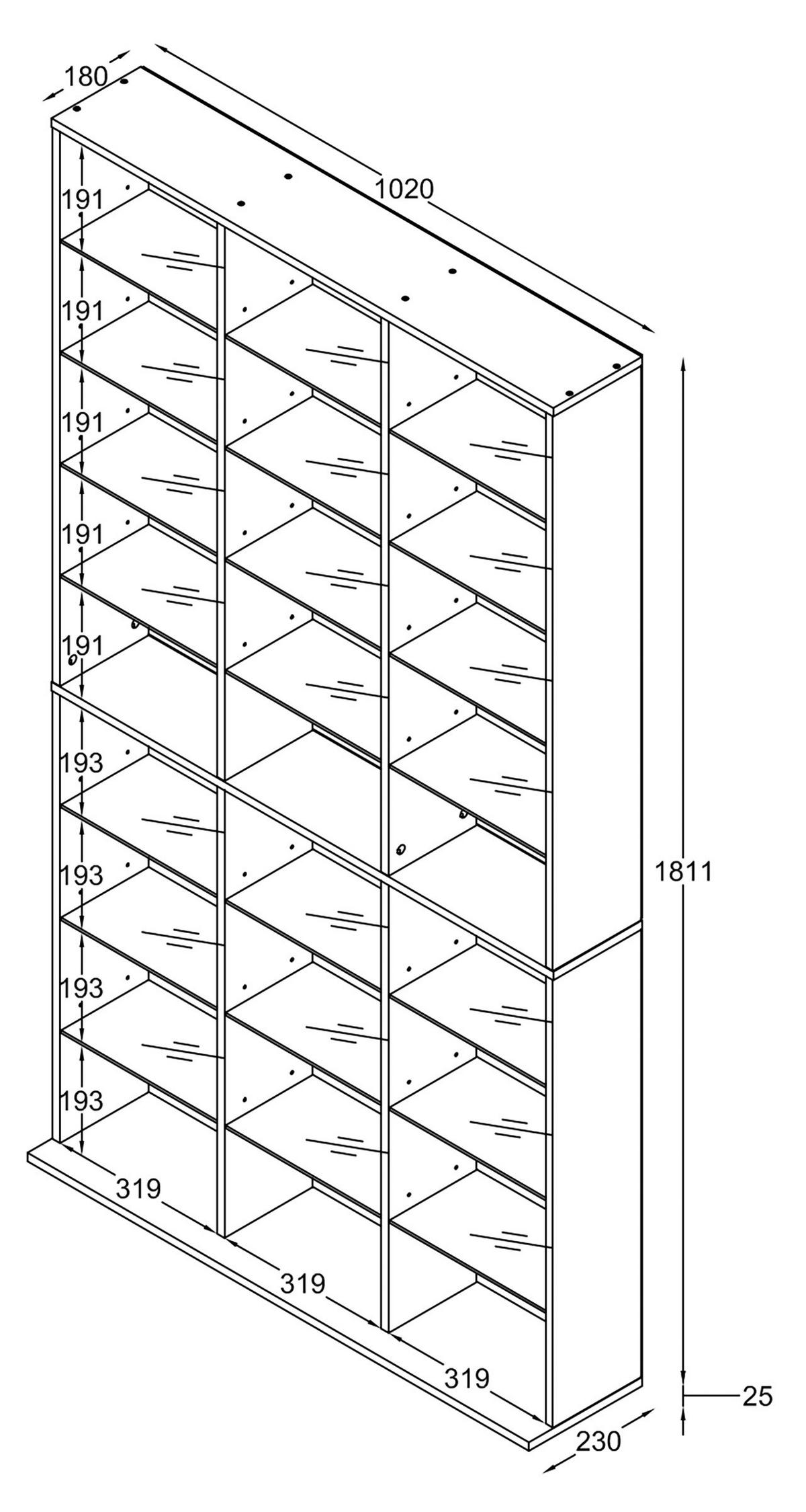 Regal Zilas Weiß B: 102 cm - Weiß, Design, Glas/Holzwerkstoff (102/181/23cm) - MID.YOU