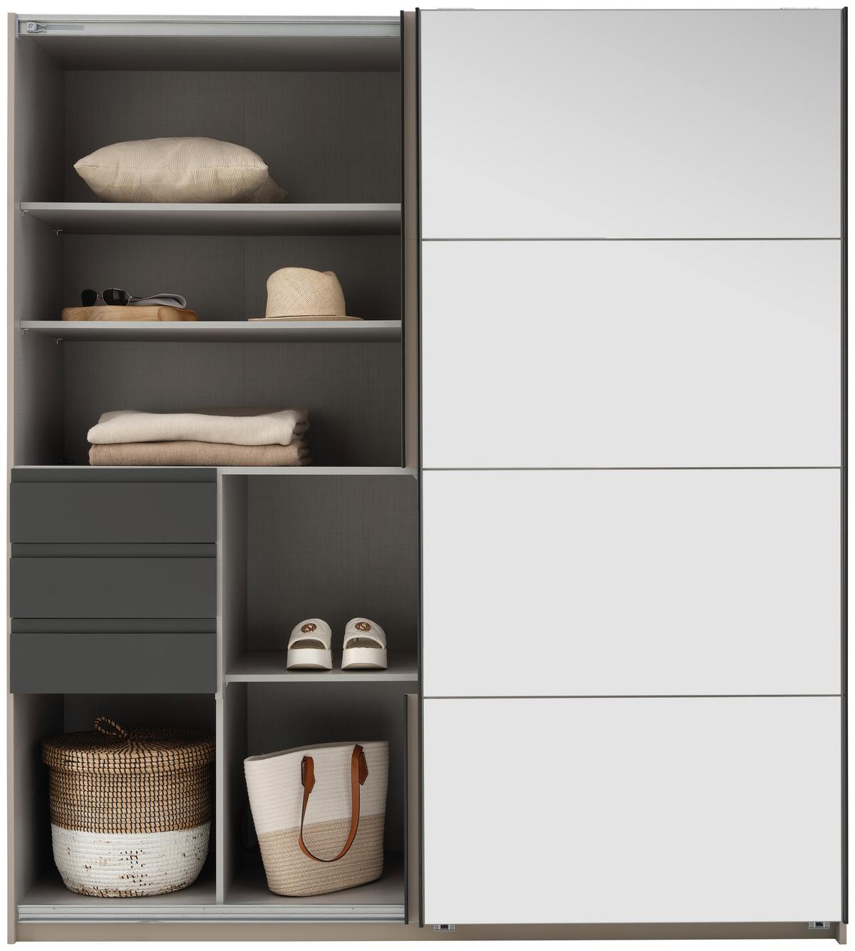 Šatní skříň OSNABRÜCK - šedá/černá, Trend, kov/kompozitní dřevo (180/198/65cm)