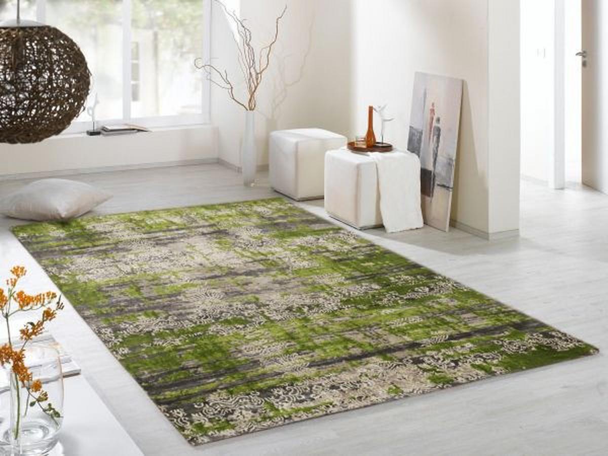 Orientalischer Webteppich Grün Signatur Fusion 250x350 Cm - Hellgrün/Grau, Basics, Textil (250/350cm) - Cazaris
