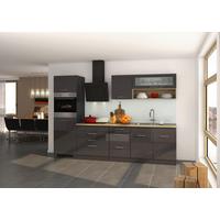 Küchenzeile Mailand Mit Geräten 290 Cm Anthrazit Hochglanz - Eichefarben/Anthrazit, MODERN, Holzwerkstoff (290cm) - Held