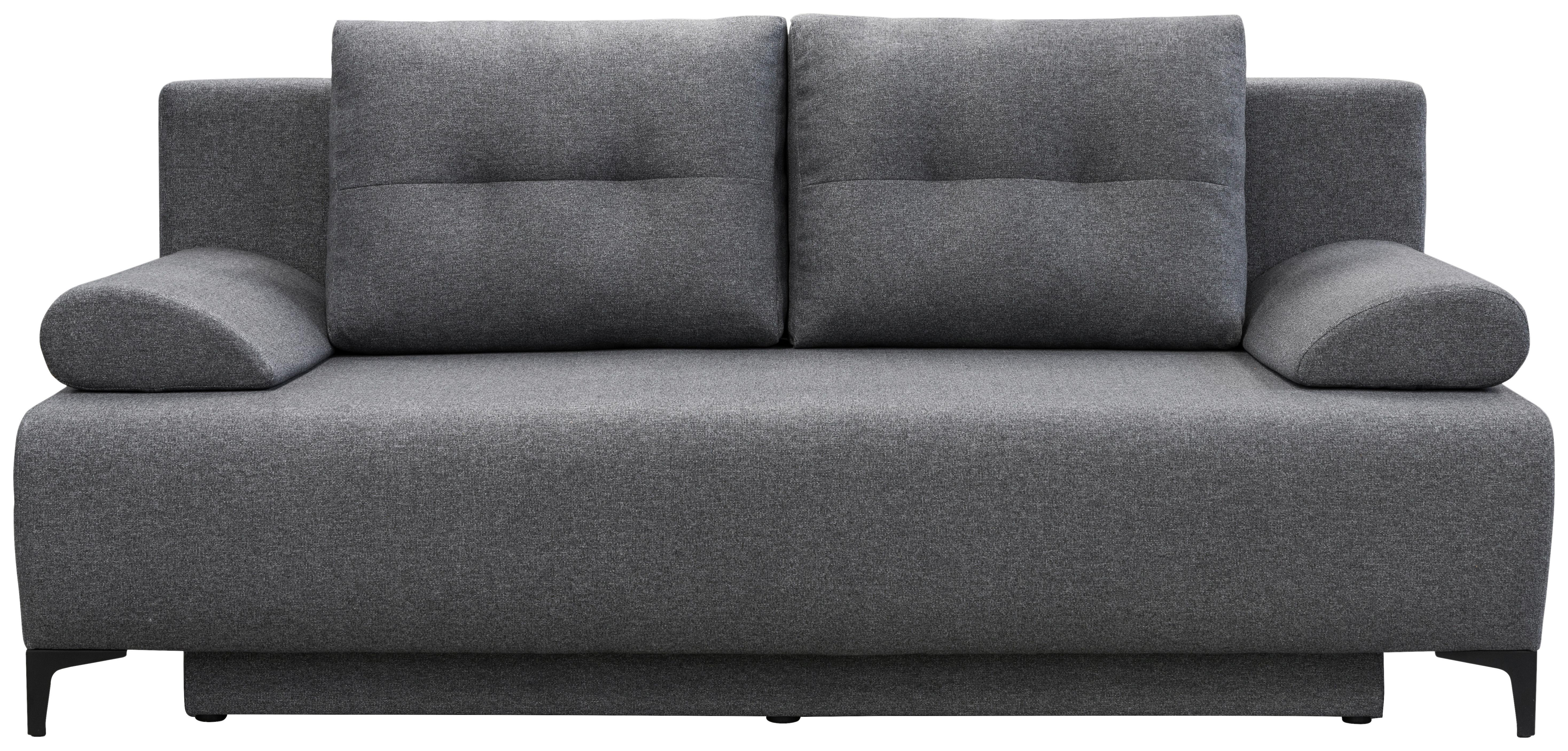 Boxspringová pohovka VIERA, tmavě šedá - černá/tmavě šedá, Moderní, kov/textil (201/100/105cm)
