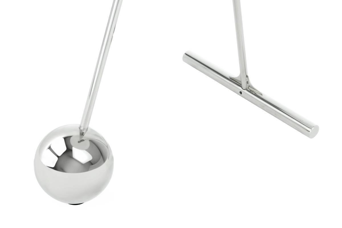 Beistelltisch Pendulum Silberfarben/Weiß - Silberfarben/Weiß, Basics, Glas/Metall (46/46/60cm) - Kayoom