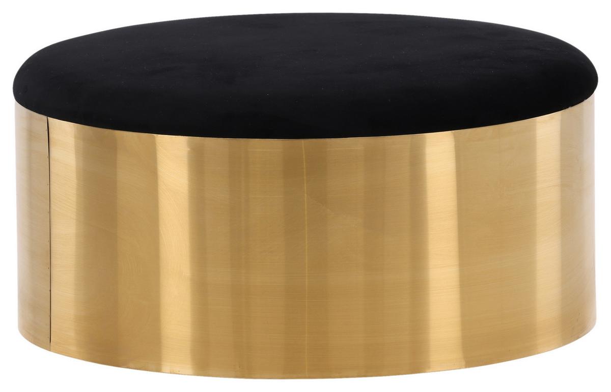 Hocker Puff - Goldfarben/Schwarz, Design, Textil/Metall (45/46/45cm) - Livetastic