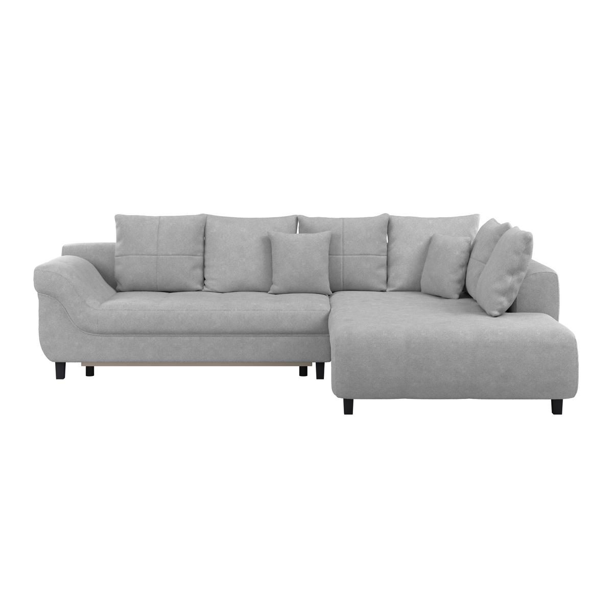 Ecksofa Mendoza - Silberfarben/Schwarz, Design, Textil (309/197cm) - Ondega