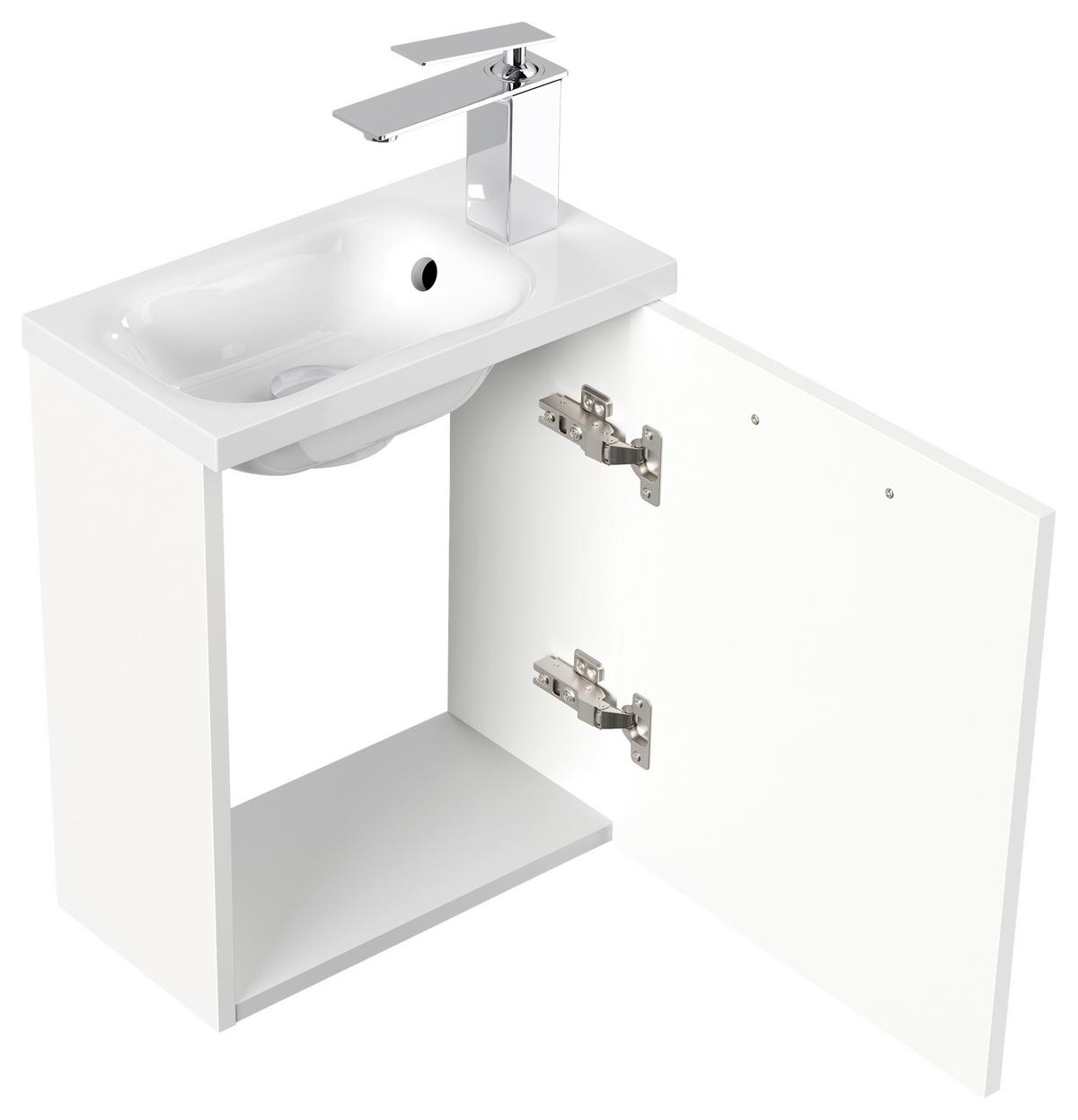 Gästebad Pieni Weiß Hg B: 40 cm - Weiß Hochglanz, MODERN, Holzwerkstoff/Stein (40cm) - MID.YOU