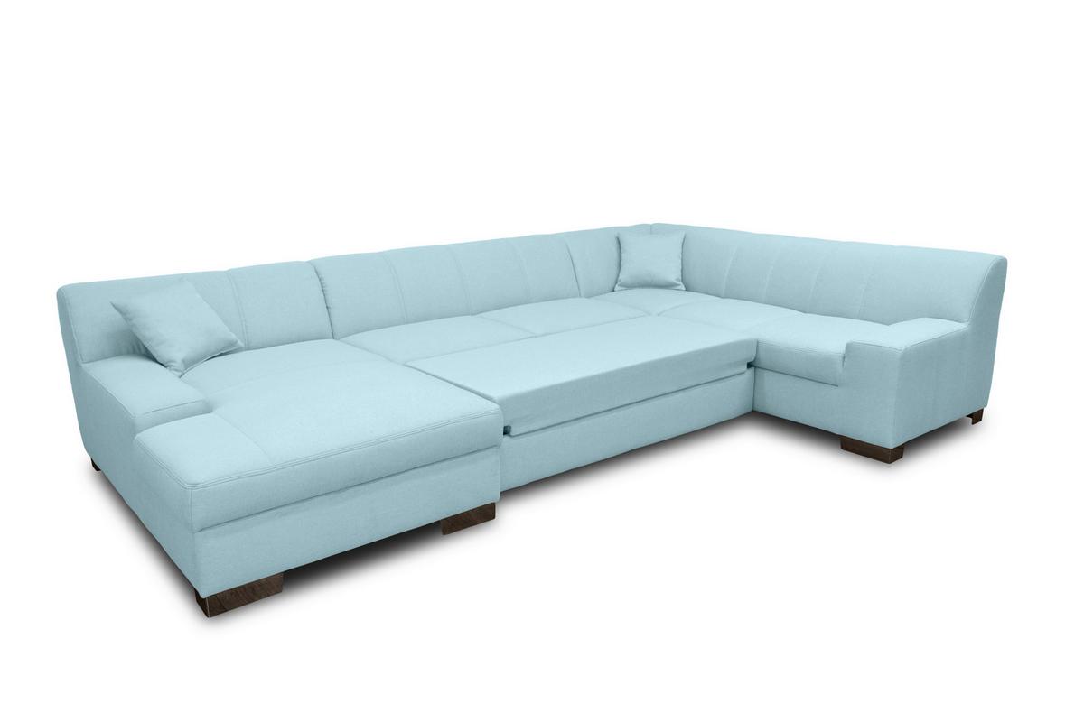 Wohnlandschaft Norma mit Schlaffunktion Pastellblau - Wengefarben/Pastellblau, Design, Textil (153/328/212cm) - MID.YOU
