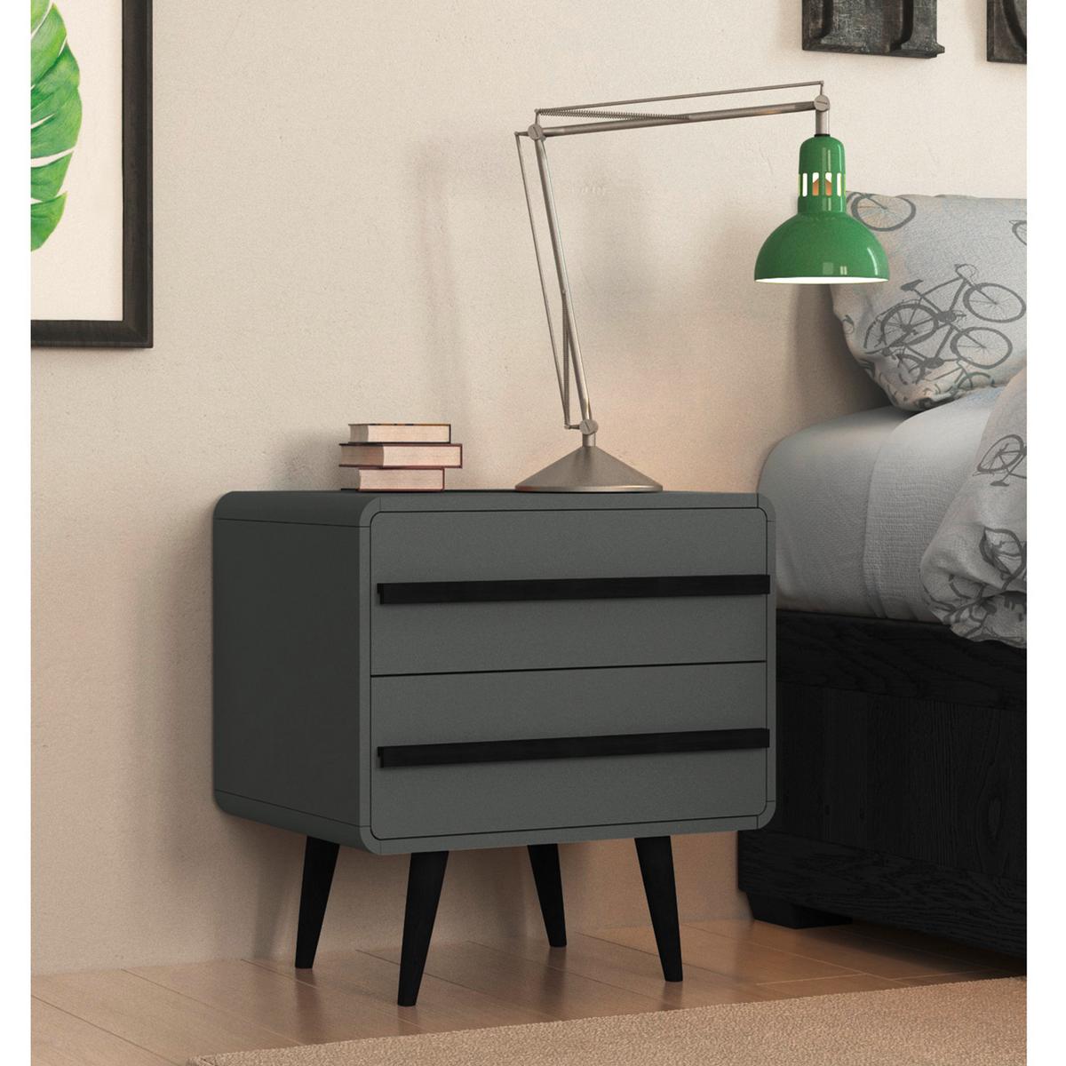 Nachttisch Chantal Grau B: 51 Cm - Schwarz/Grau, Design, Holzwerkstoff (51/54/39cm) - MID.YOU