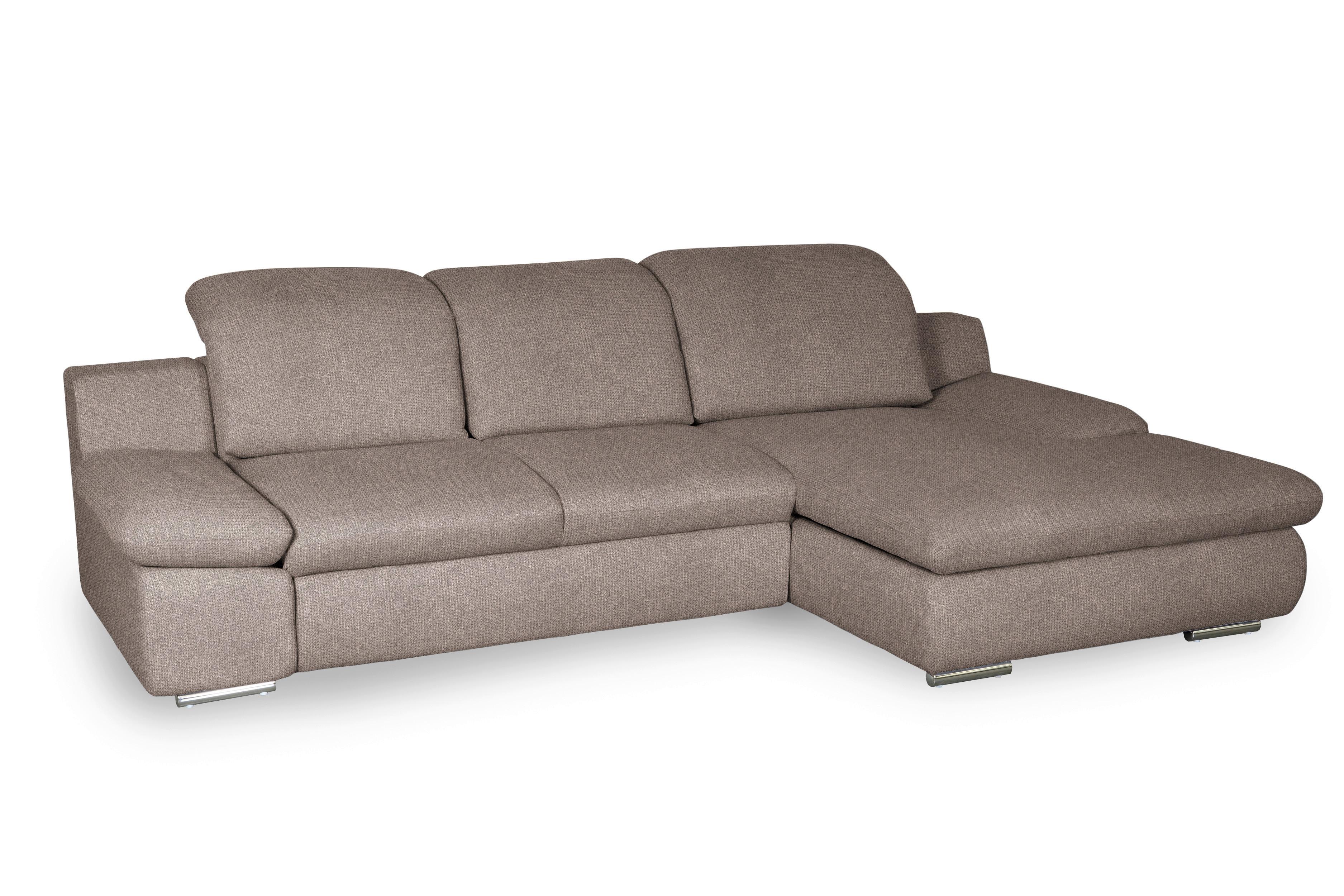 Ecksofa Isona Taupe Chenille - Taupe/Chromfarben, Design, Textil (286/165cm) - Livetastic