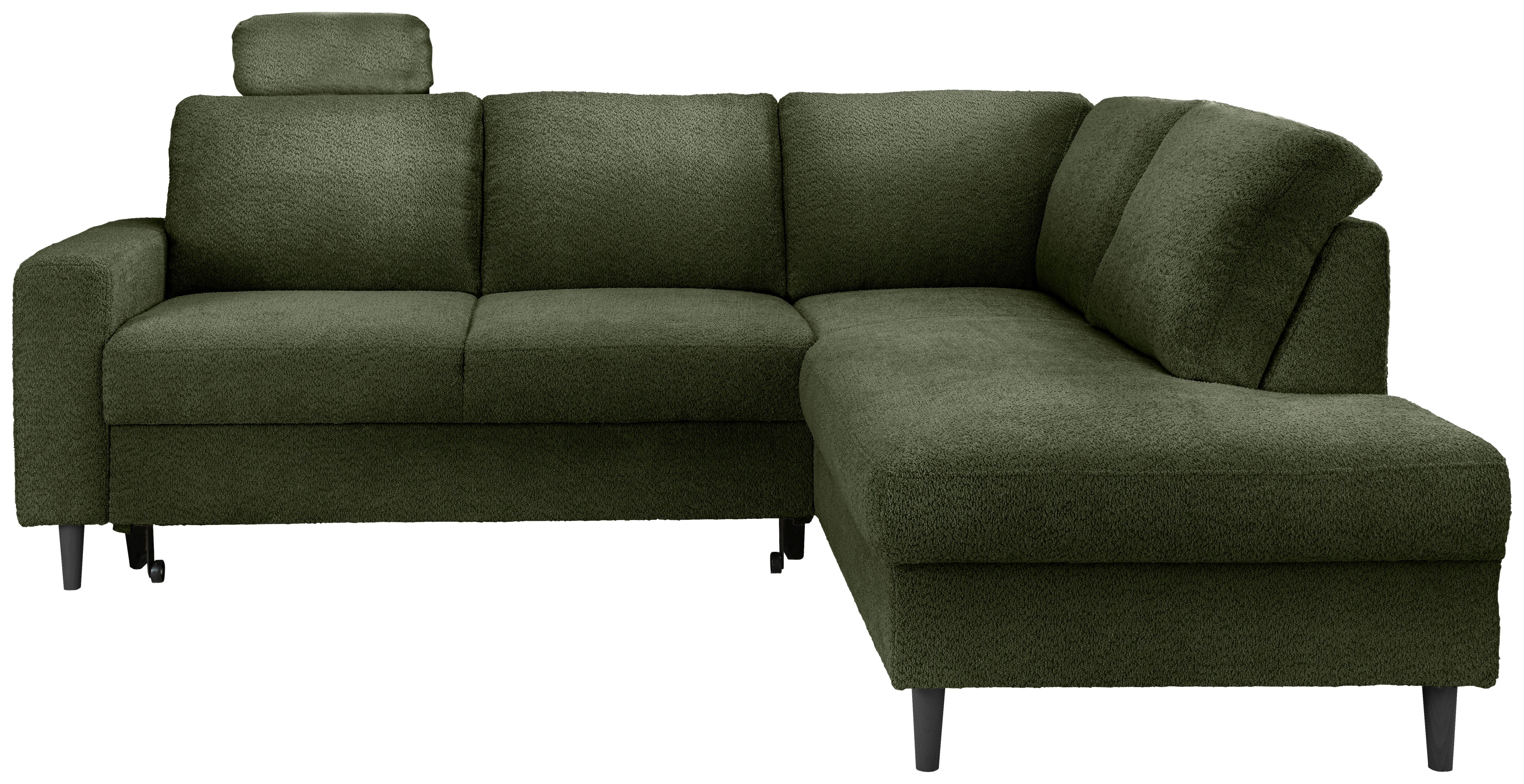 Eckschlafsofa Passione Dunkelgrün S: 242x200 Cm - Dunkelgrün/Schwarz, MODERN, Textil (242/200cm) - Livetastic