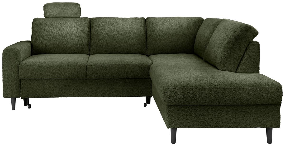 Eckschlafsofa Passione Dunkelgrün S: 242x200 Cm - Dunkelgrün/Schwarz, MODERN, Textil (242/200cm) - Livetastic