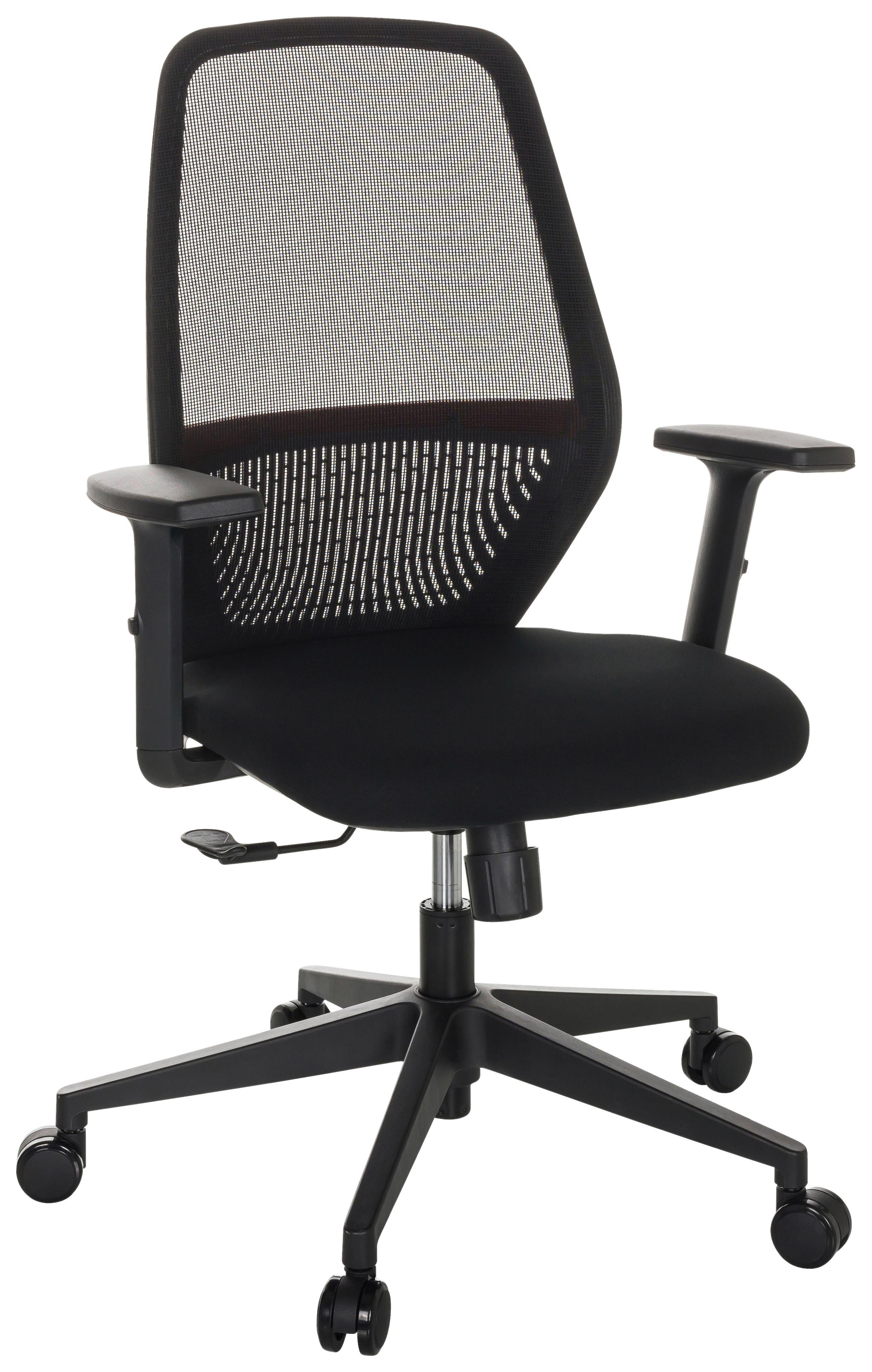 Drehstuhl Carlow I Mit Armlehnen Schwarz - Schwarz, Basics, Kunststoff/Textil (65/98/65cm) - MID.YOU