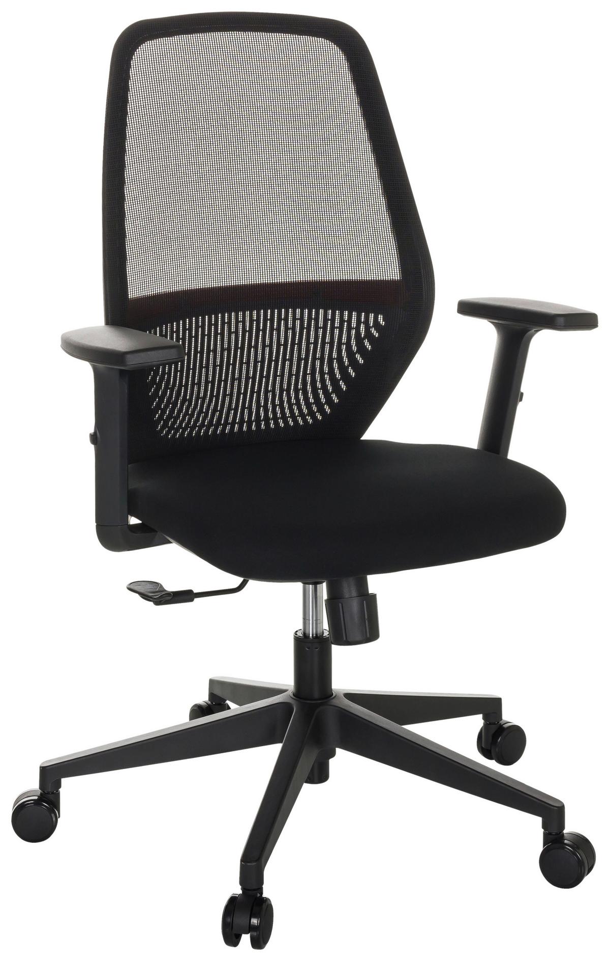 Drehstuhl Carlow I Mit Armlehnen Schwarz - Schwarz, Basics, Kunststoff/Textil (65/98/65cm) - MID.YOU