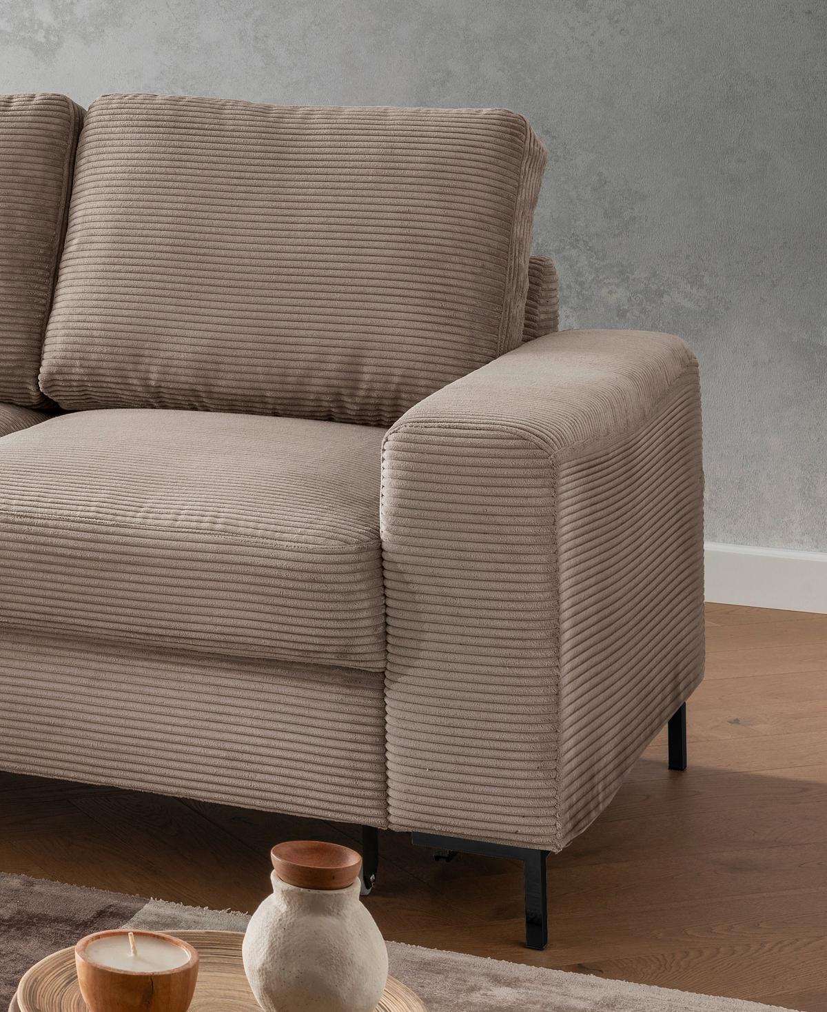 Eckschlafsofa Zona, Graubraun S: 143x237 Cm - Graubraun/Schwarz, KONVENTIONELL, Textil (143/237cm) - Livetastic