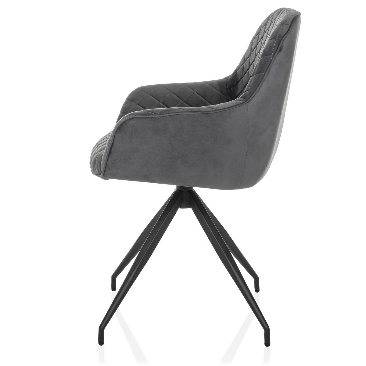 Armlehnstuhl Elverum Grau B: 58 Cm - Schwarz/Grau, MODERN, Textil/Metall (58/87/57cm) - MID.YOU