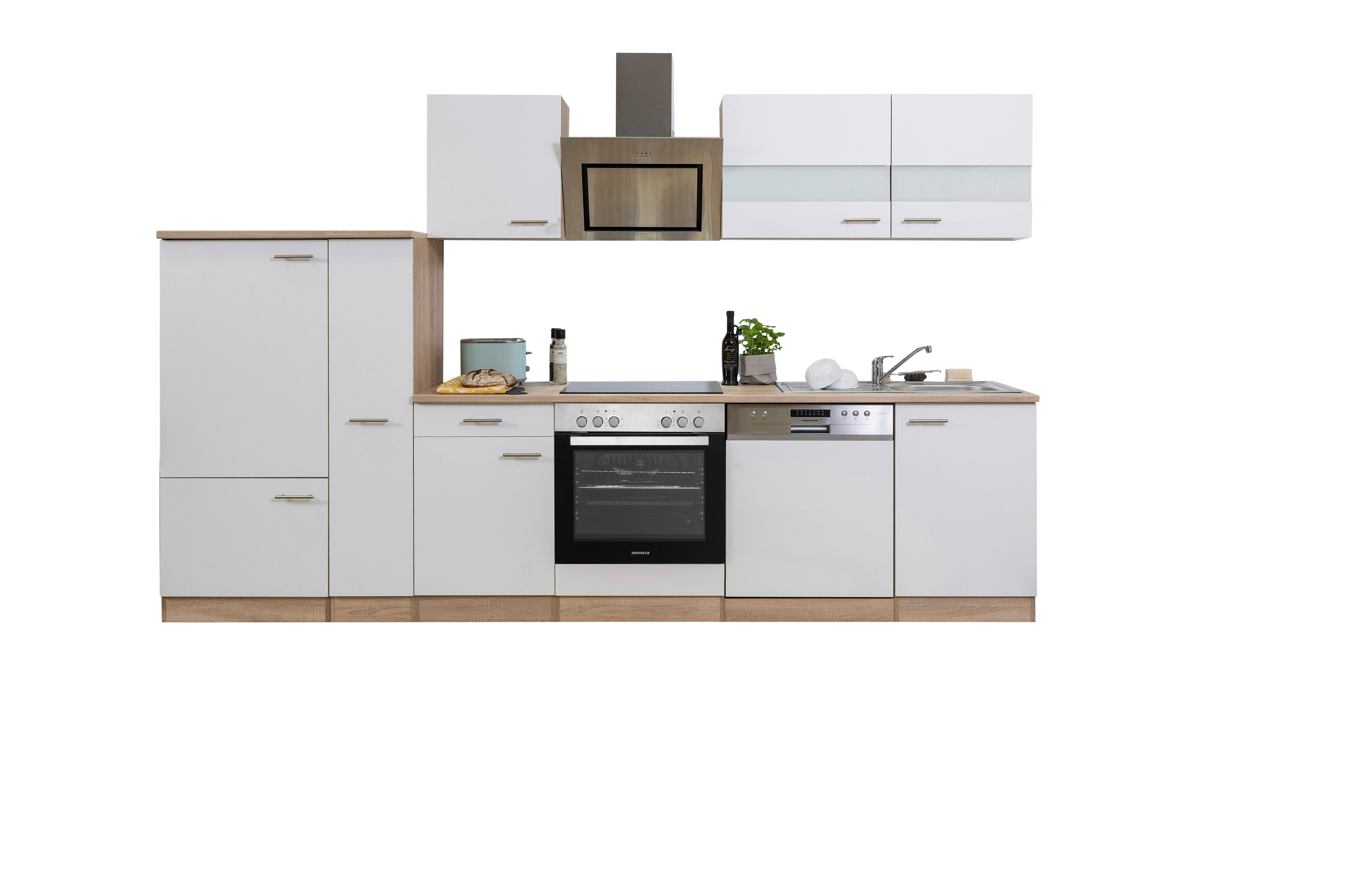 Küchenblock Merle Küchenblock 310 cm - Eichefarben/Weiß, Basics, Holzwerkstoff (310cm) - Respekta