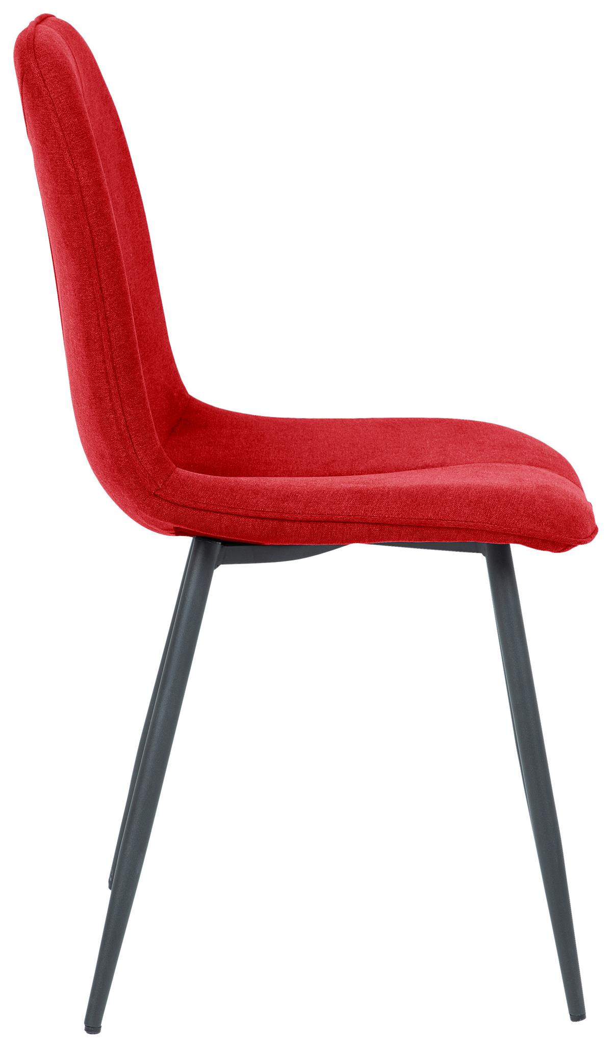 Esszimmerstuhl Lago Rot Echtholz Beine 2er-Set - Rot/Schwarz, MODERN, Holz/Textil (47/87/58cm) - P & B