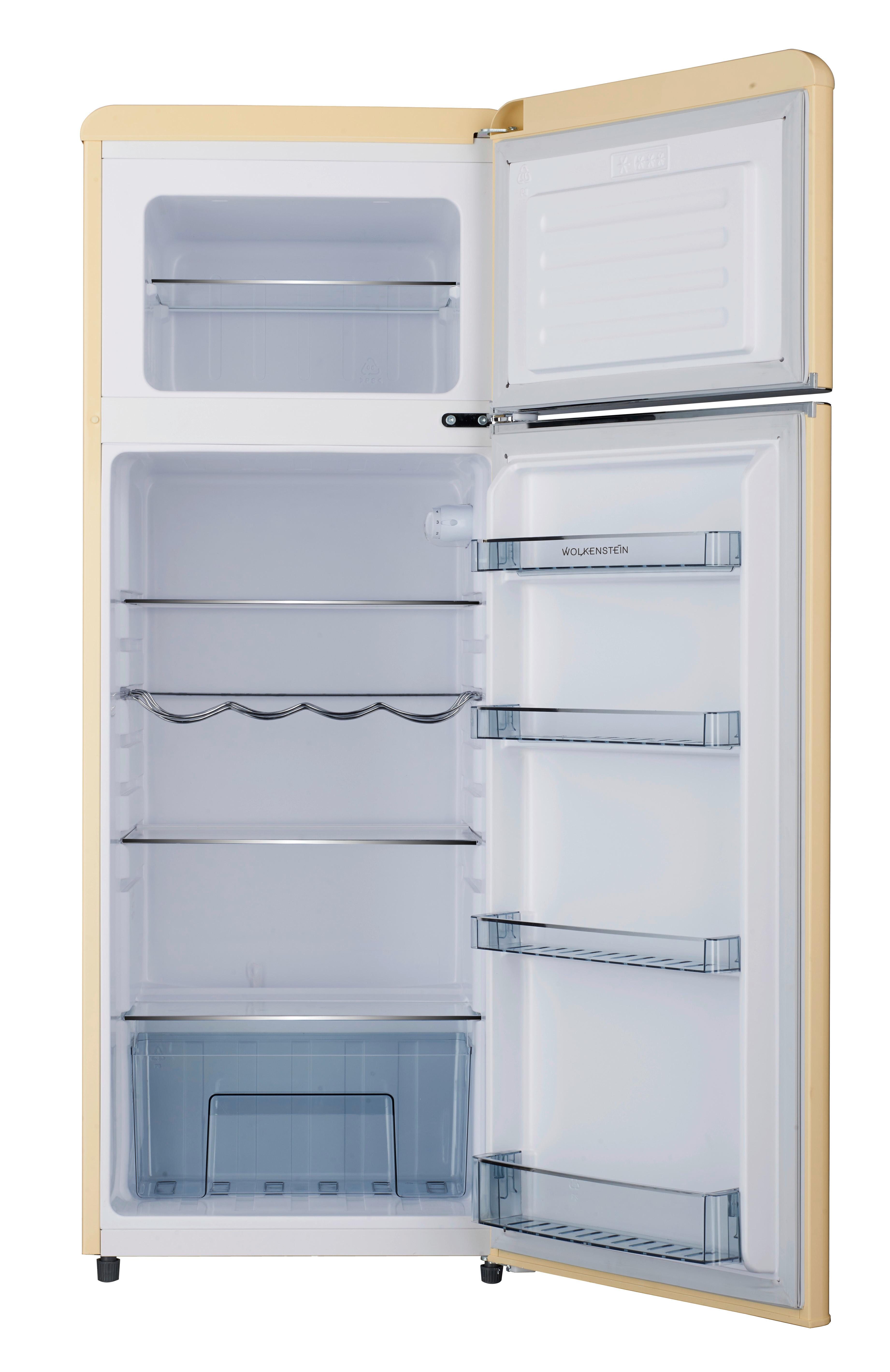 Kühl-Gefrierkombination Cremefarben 39+172 L - Creme, Basics, Kunststoff/Metall (54,50/145,60/62,60cm) - Wolkenstein