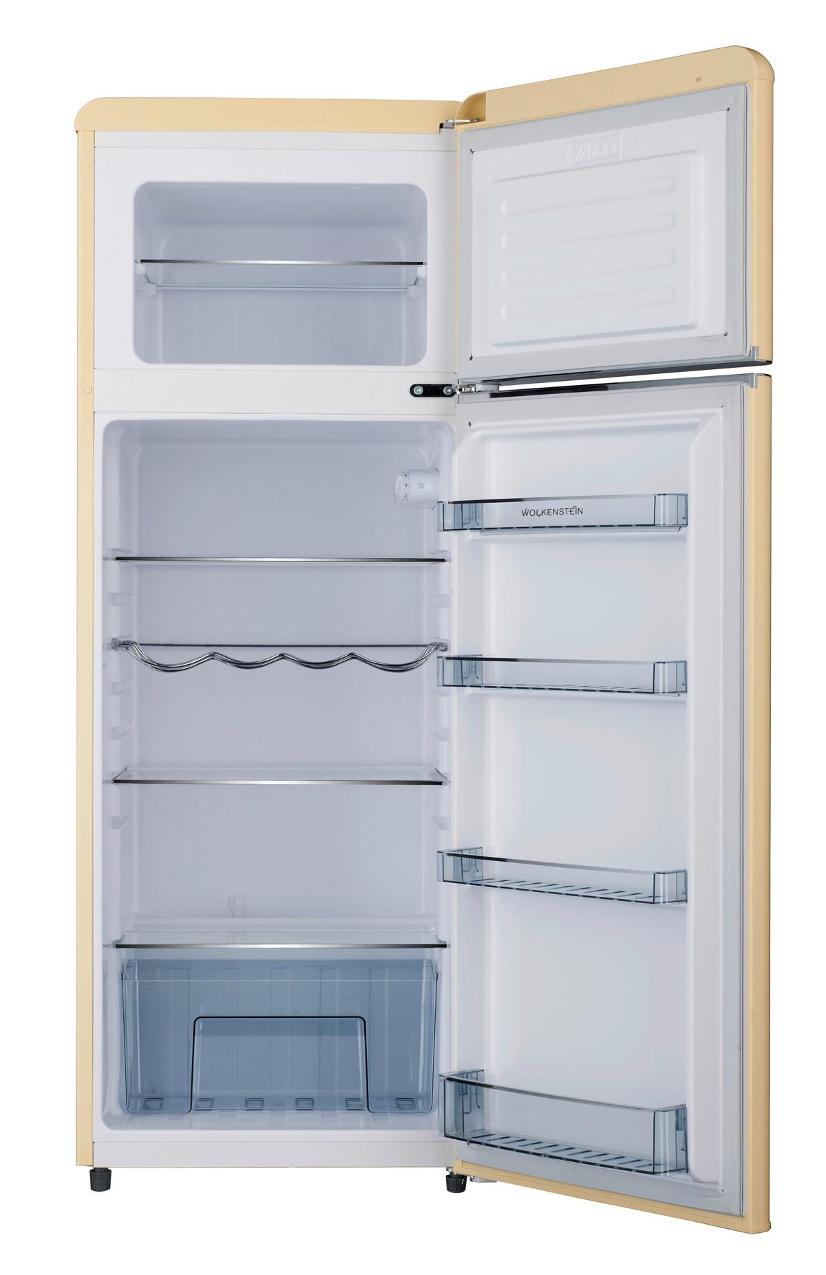 Kühl-gefrierkombination Cremefarben 39+172 L - Creme, Basics, Kunststoff/Metall (54,50/145,60/62,60cm) - Wolkenstein