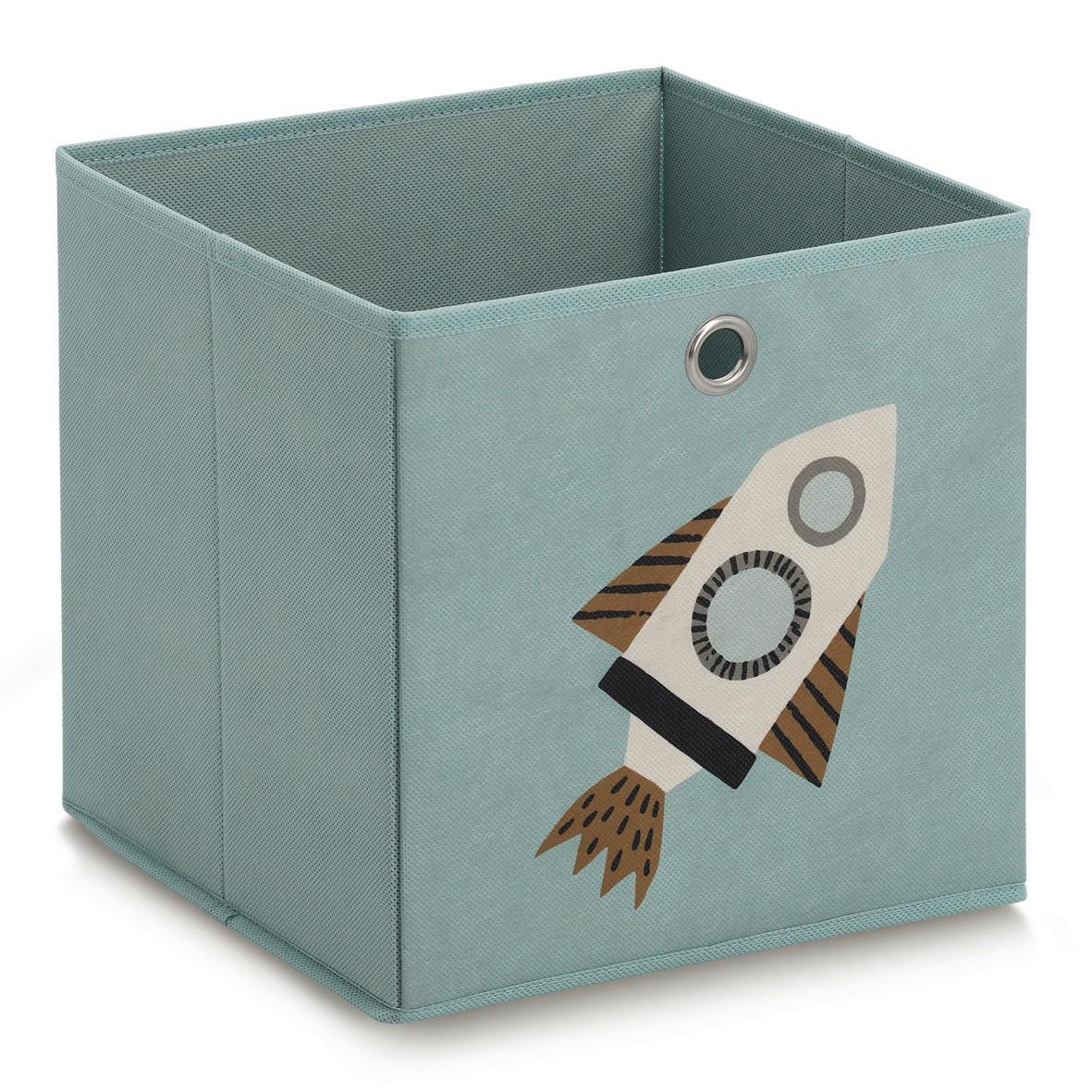 Aufbewarhungskorb 'Rocket' petrol, ca. 28x28x28 cm - Petrol, Basics, Textil (28/28/28cm) - Zeller Present