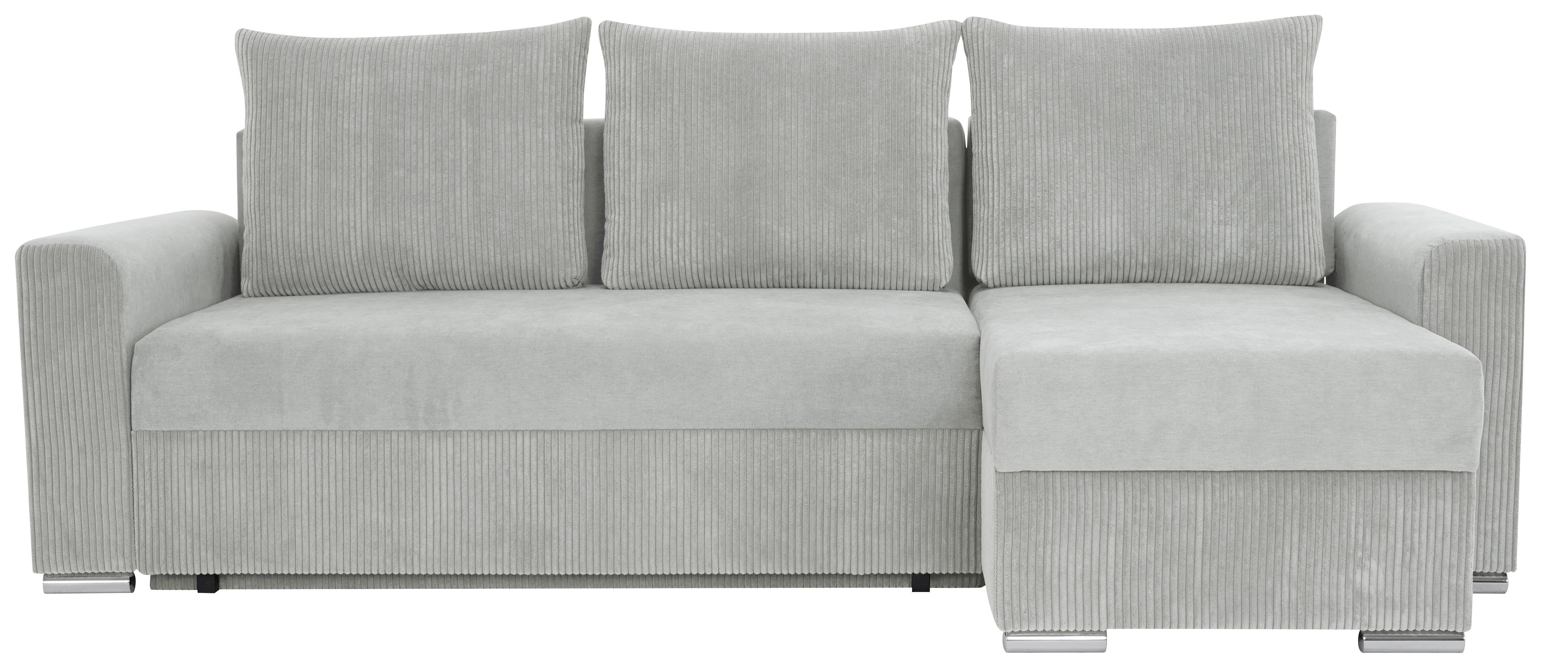 Ecksofa Diever Hellgrau S: 239x141 cm - Chromfarben/Hellgrau, Design, Textil (239/141cm) - Livetastic