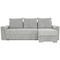 Ecksofa Diever Hellgrau S: 239x141 cm - Chromfarben/Hellgrau, Design, Textil (239/141cm) - Livetastic