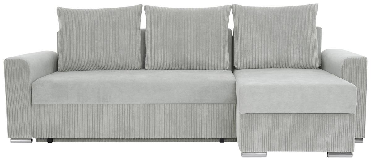 Ecksofa Diever Hellgrau S: 239x141 cm - Chromfarben/Hellgrau, Design, Textil (239/141cm) - Livetastic