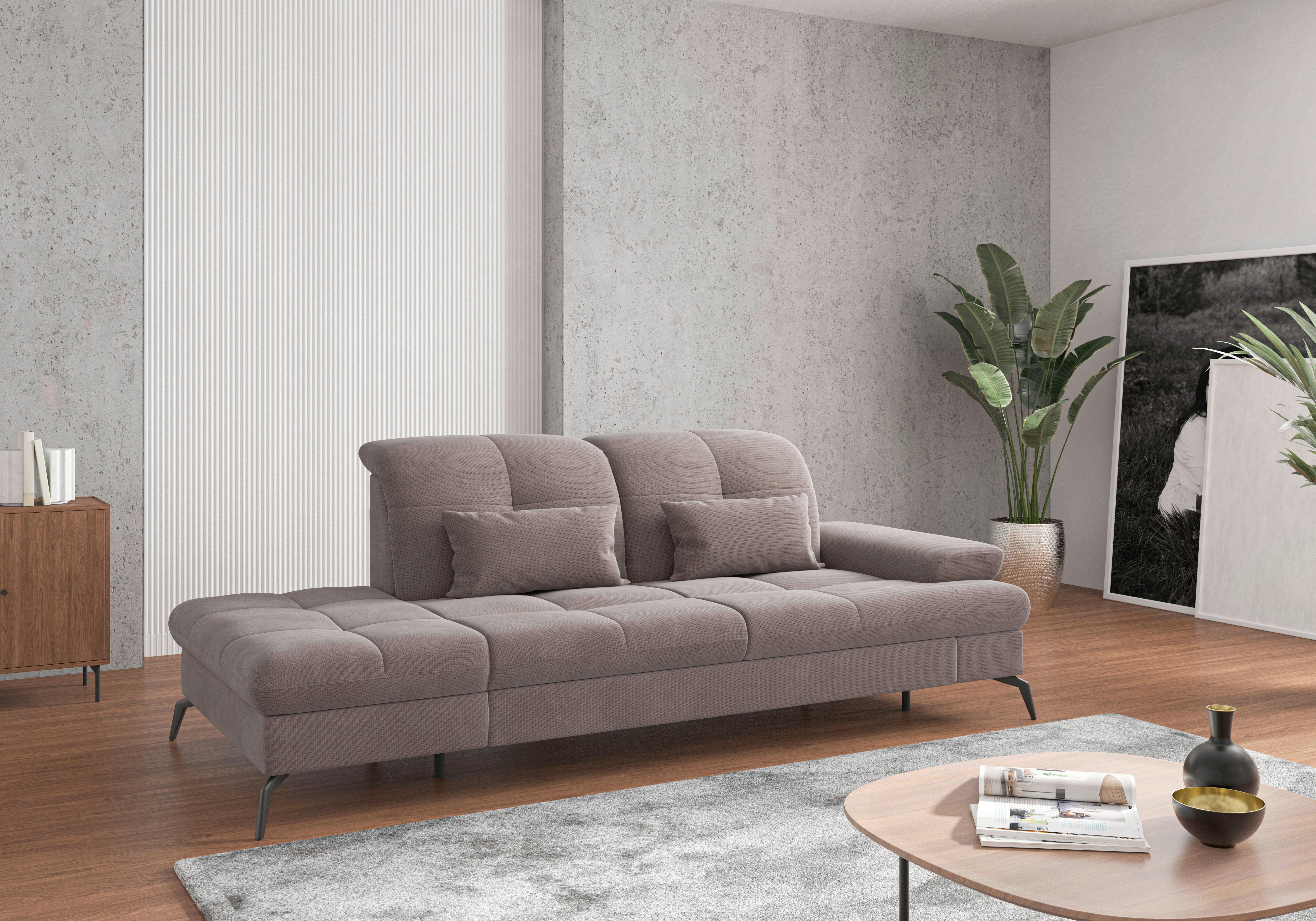 RÉCAMIERE Amica E, Taupe B: 231 cm - Taupe/Schwarz, KONVENTIONELL, Textil (231/90/122cm) - Sit & More