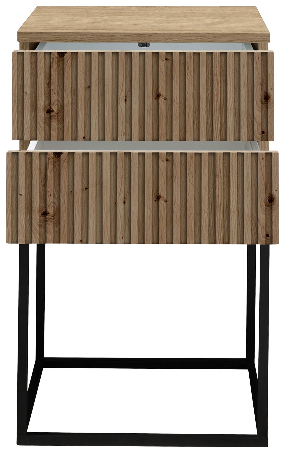 Noční stolek MARLE dub Artisan - černá/dub artisan, Moderní, kov/kompozitní dřevo (40/65/38,5cm) - Hom`in