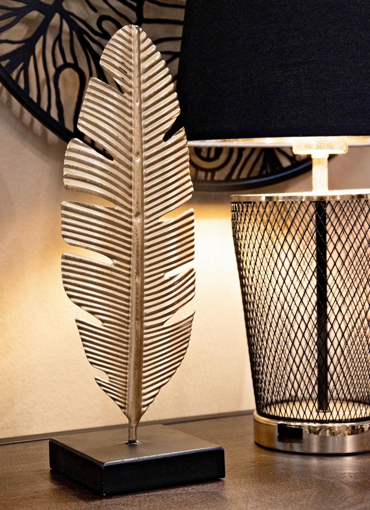 Skulptur Dekor Blatt Mit Kerzenhalter, B: 10 cm - Goldfarben, Basics, Metall (10/34/10cm)